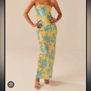 Peppermayo Yellow and Blue Floral Maxi Dress